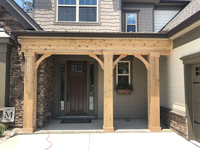 A custom front porch made from cedar