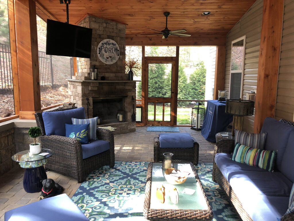 A custom outdoor fireplace in Charlotte, NC