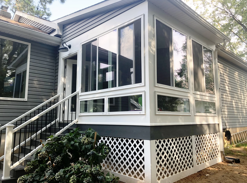 The exterior of a three-season sunroom