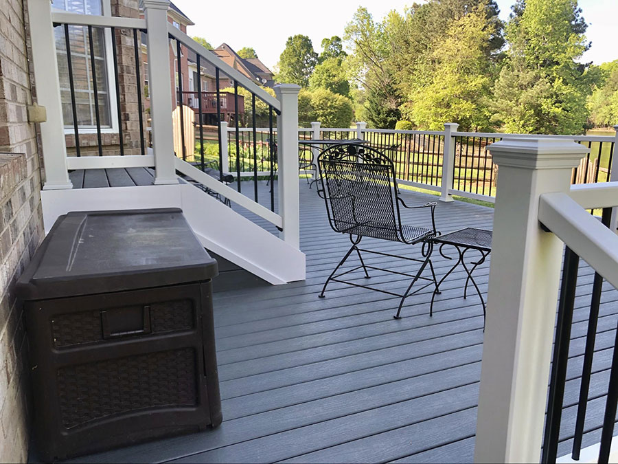 A composite deck project completed by deck builders in Belmont, NC