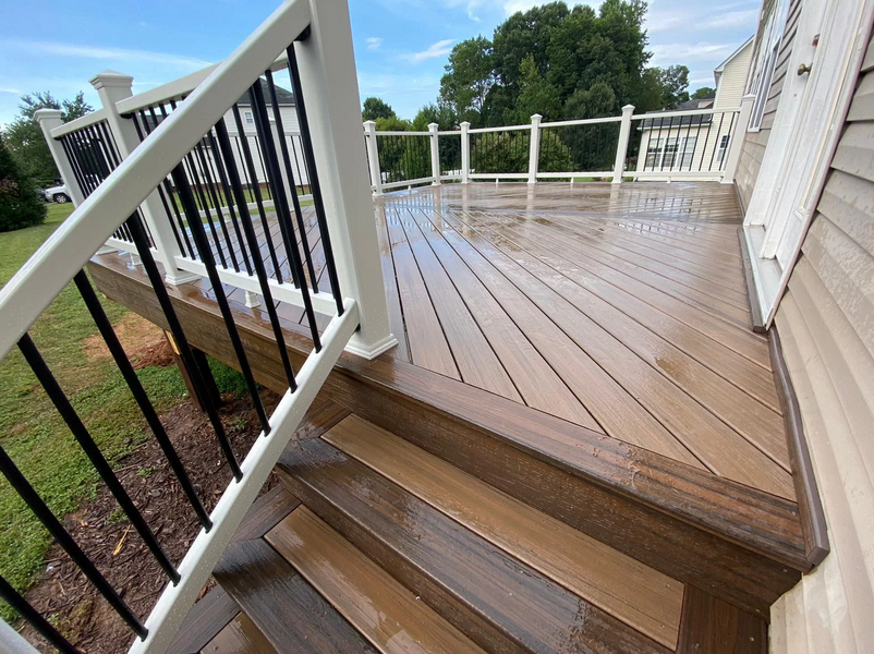 A brown deck finished by Lincolnton, NC, deck builders