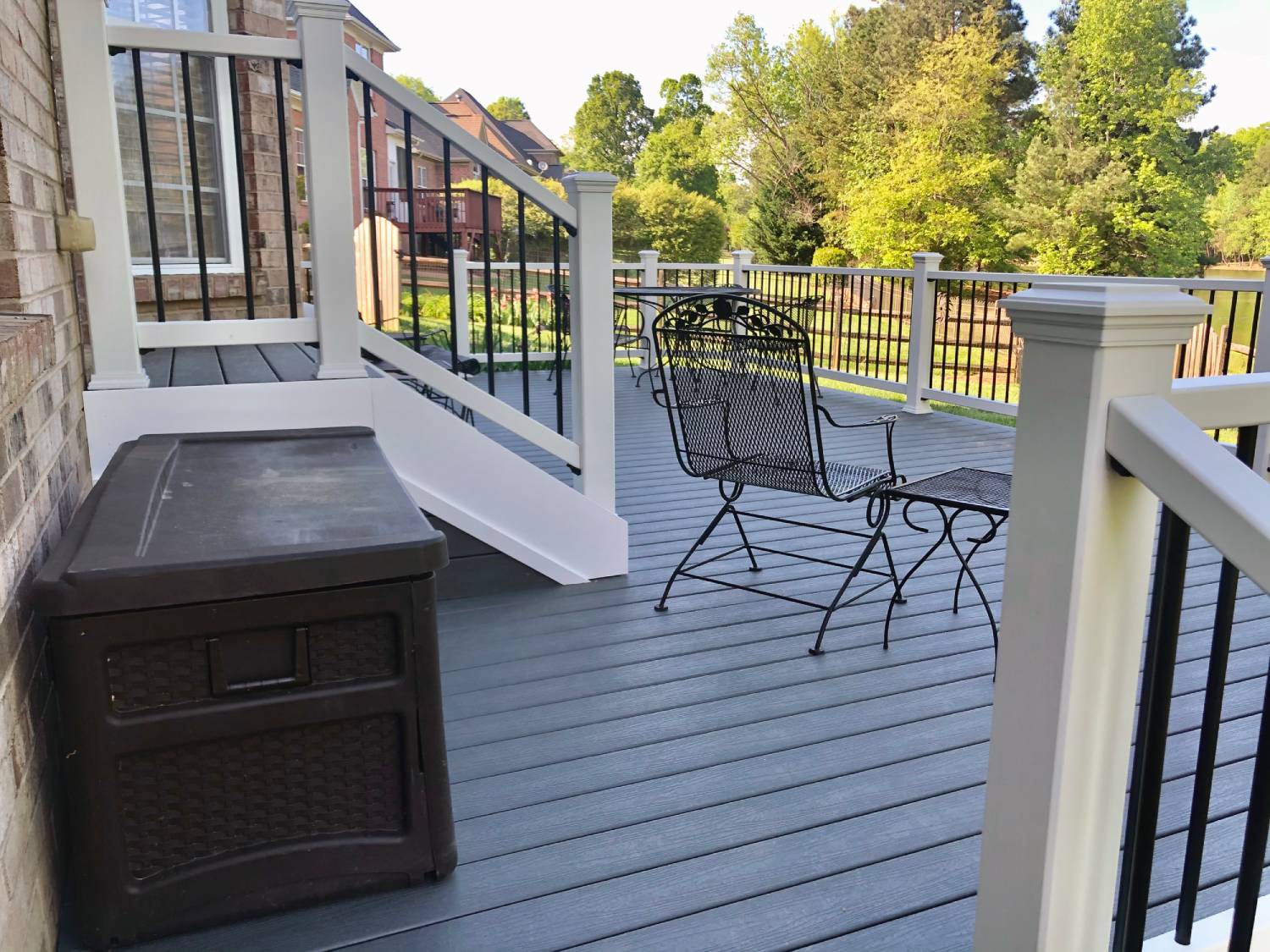 A new Trex composite deck that was built by Monroe, NC, deck builders